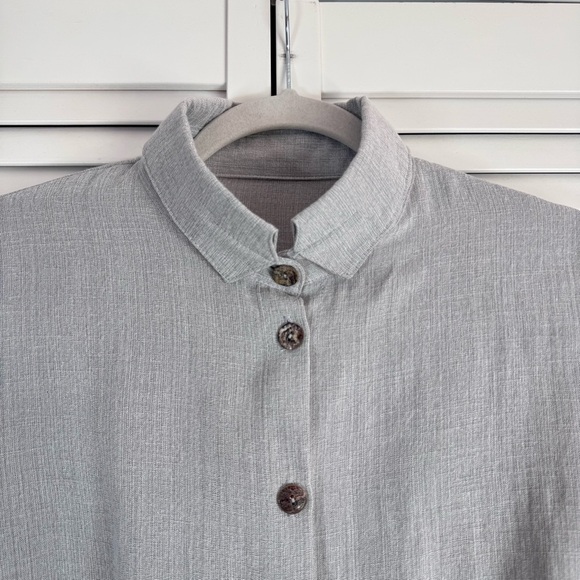 Fridaze Linen Button Up Long Sleeve Tunic Shirt Top Gray Lagenlook Size Small - Picture 2 of 7